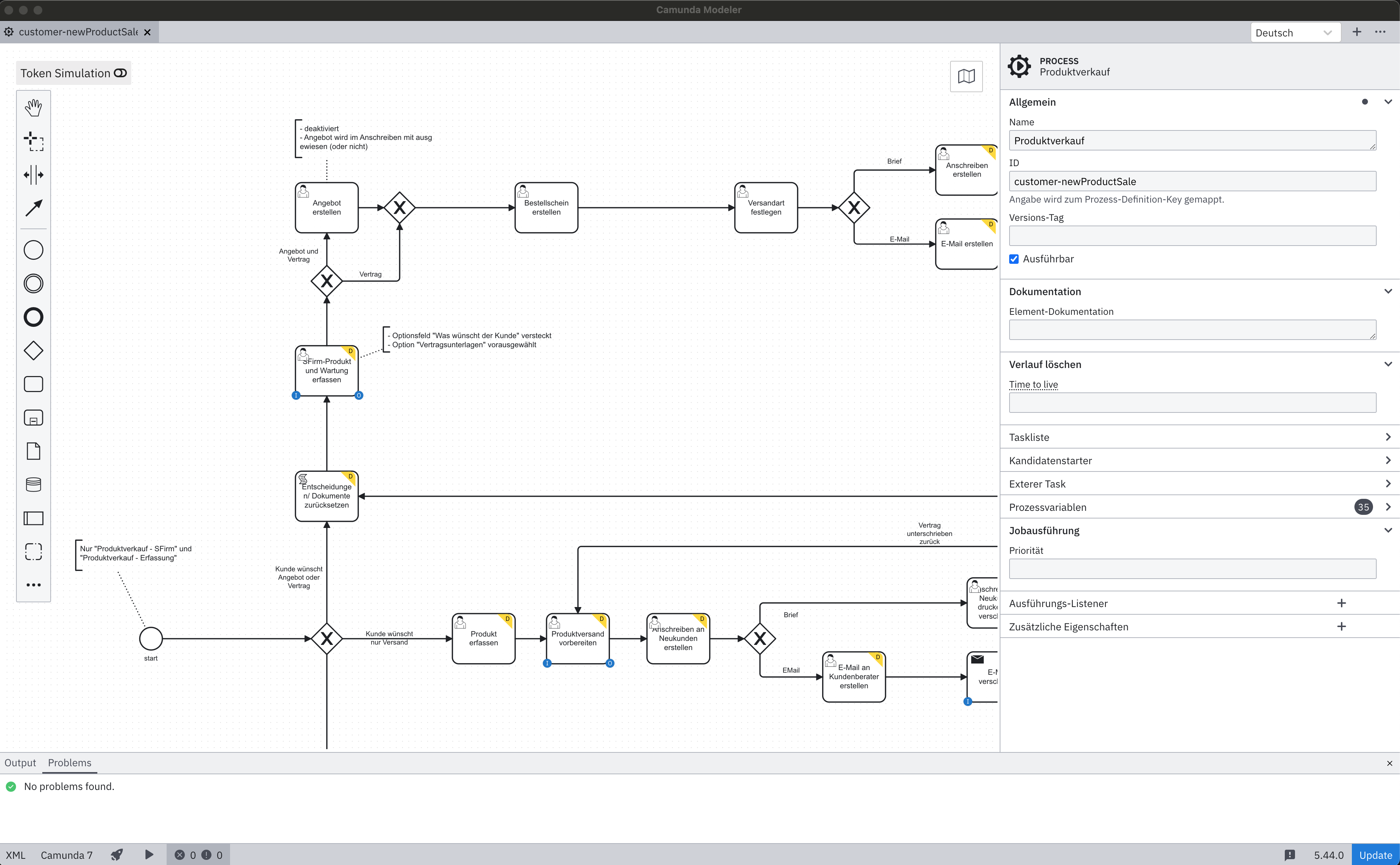 eb.VOKUS Web Vorgangsdefinition als BPMN-Prozess im Camunda Modeler